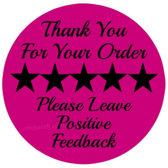 Thank You Stickers Positive Feedback Labels 5 Star Review Packaging - Picture 8 of 15